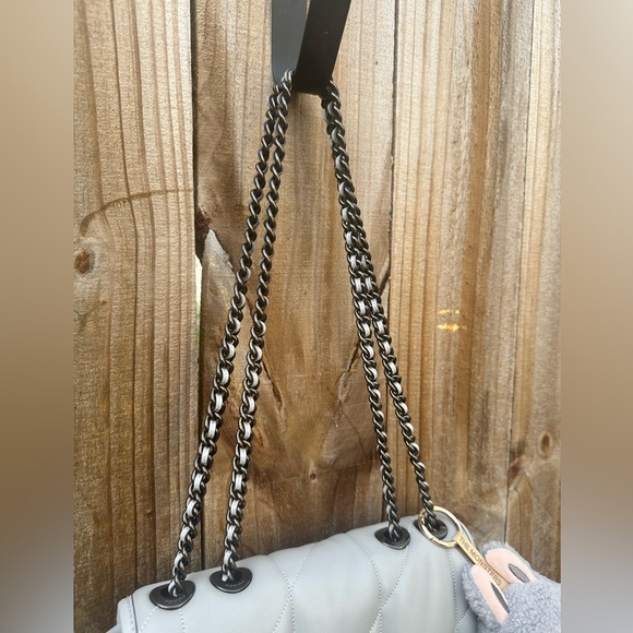 Coach Gray Quilted Shoulder Bag with Chain-Link Strap - Picture 4 of 7